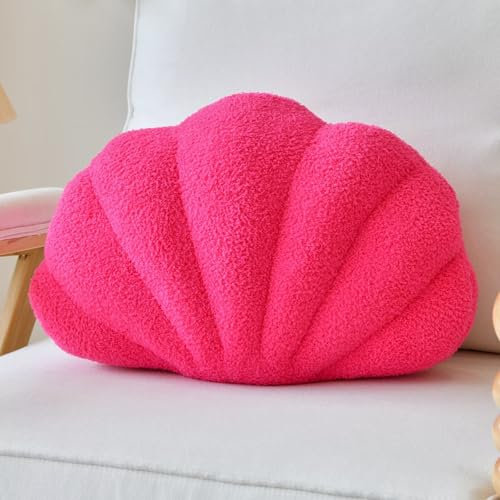 Lfsaaj Cuscini a forma di conchiglia, rosa acceso, 33 cm, morbidi cuscini decorativi per la casa, per letto, divano, soggiorno, divano, camera da letto, cuscino decorativo