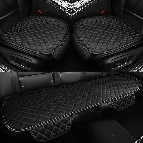 Auto Sitzkissen Leder für Tesla Model Y 2020-2023, Autositzauflage Autositzkissen Vorne Und Hinten Sitzauflagen Autositzschutz Sitzunterlage,B/Black