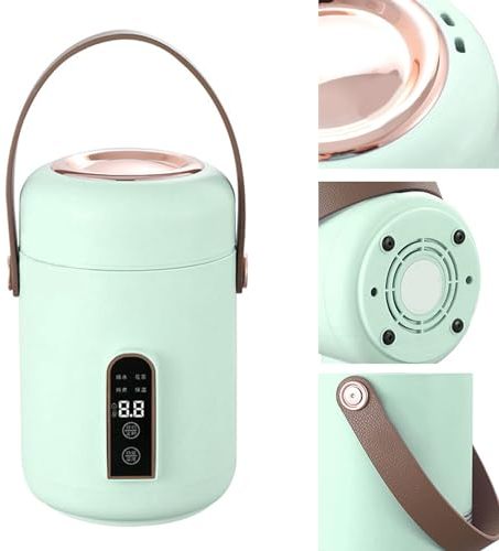 Jopwkuin Petit Cuiseur à Riz, Faitout électrique isolé, Facile à Utiliser, Chauffage Efficace et Portable pour la Maison et Le Bureau (Menthe Verte)