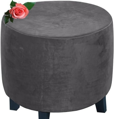 MeRcri Hockerbezug Rund 50 60 80 90 cm Ottoman Cover Ottomane Schonbezug Hocker Hussen für Fußhocker Stretch Ottomane Abdeckung Hocker Protector Hockerabdeckung (Color : J1, Size : 50 cm)