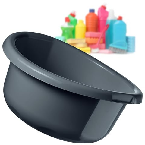 KADAX Round Bowl 2.5L, Plastic Washing Up Bowl for Kitchen and Bathroom, Small Basin for Washing Dishes, Soaking Laundry and House Cleaning (Dark Grey)