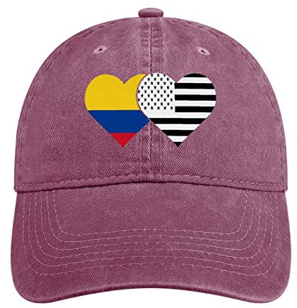 Colombian Flag And Black American Flag Baseball Caps Retro Dad Hat Adjustable Sun Hat Casquette Trucker Caps for Men Women Wine Red-style