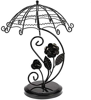 porte bijoux femme Présentoir de bijoux en métal, parapluie de Style Vintage, Rose, boucle d'oreille, arbre, présentoir de bijoux, rangement d'ornements for chambre à coucher/maison/magasin Presentoir