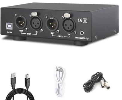 Loufy 2-Kanal 48V Phantomspeisung Set Kit für Kondensatormikrofon Musikaufnahmegeräte