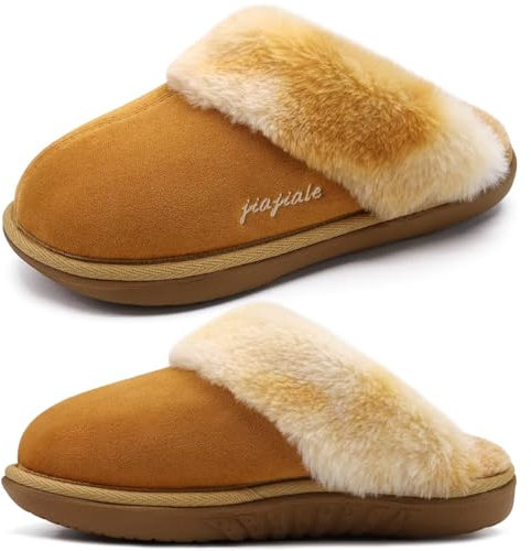 jiajiale Pantofole Donne Delle Accogliente Caldo Fluff Slipper Per Inverno Slip On Cuscino Morbido Memory Foam Scarpe Casa Con Suola In Gomma Dura Indoor Outdoor Khaki EU40