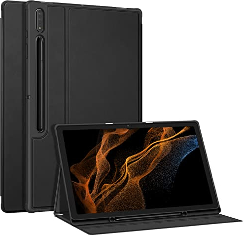 Fintie Funda para Tablet Samsung Galaxy Tab S10 Ultra/S9 Ultra/S8 Ultra de 14,6 Pulgadas, Funda TPU Suave con visión multiángulo, Ranuras para Documentos y Apagado/Encendido automático, Negro