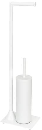WENKO Stand WC-Garnitur Mod. Hella, Toilettenpapierhalter, Bürstenhalter mit WC-Bürste, lackierter Stahl, 15 x 69 x 20 cm, Weiß matt