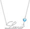 Kraven Damen Kette mit Namen Blauer Geburtsstein-Anhänger Halskette Namenskette Geschenk Personalisiert Damenkette Buchstaben Kette Geschenkidee für Frauen Teenager Mädchen Tochter (Luna)