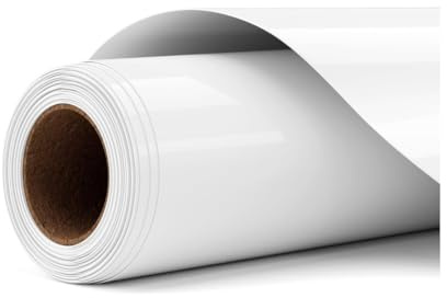 Permanentes Vinyl, Heißklebefolie – Goldfolie für Cricut Maker 3, Joy, zum Aufbügeln, Nähen, Dekoration – Rolle 0,305 cm x 1,80 cm, Einheitsgröße, selbstklebend für Möbel und Textilien (Weiß, 30,5 x