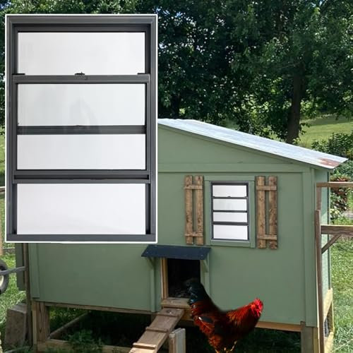 Black Chicken Coop Windows with Screens 24 20 18 16 14 12 10 Wide, Small Large Lifting Sliding Window for Barn/ Horse Sheds/ Animal House/ Treehouses, Aluminum Double Hung Window(W 20in(51cm) x