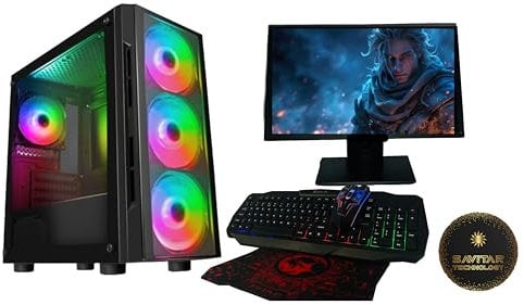 Budget Gaming PC 22” Bundle + RGB speakers Intel Core i3-128 ssd -8GB/16GB RAM - 500GB /1000GB HDD – GT 720 2GB ARGB Gaming Case - WINDOWS 10 (500, GB, 8, GB)