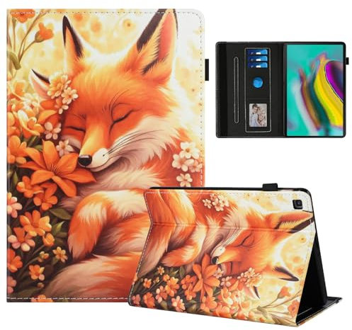 Rostsant Funda Samsung Galaxy Tab S5e 2019 PU Caso de Cuero Funda Tipo Cartera Carcasa para Samsung Galaxy Tab S5e 10.5 Pulgadas SM-T720/SM-T725 Zorro de Flor