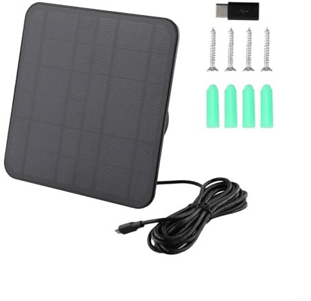 Lecreatekit Solar Charger 5W, Solar Panel Charger Compatible Efficient Charging IP65 Waterproof, For Ring Video Doorbell Camera With Battery(Black)