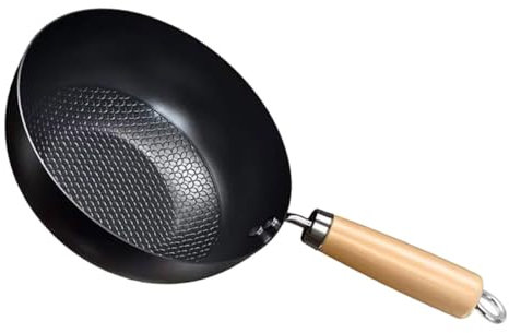 Ciieeo Flat Bottom Wok Nonstick Frying Pan Small Wok for Stir Fry for Kitchen Use Iron Material