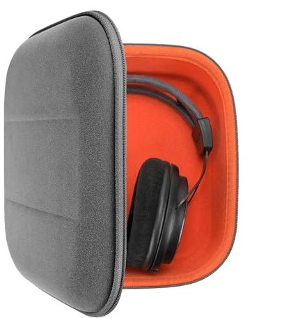 Geekria Shield Kopfhörer-Hülle, kompatibel mit AKG K 240, K 92, Q701, K 712 Pro, K 702, K 701, N90Q, Ersatz-Hartschalen-Reisetasche mit Kabelaufbewahrung (Mikrofaser-Grau)