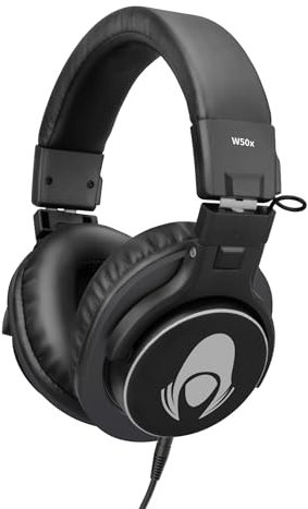 talomen W50X cuffie over ear,cuffie con filo,Driver da 50 mm, Jack Audio 3.5/6.5 mm,Leggere e Pieghevoli,Cuffie Studio per Registrazione, Mixaggio, Monitoraggio in Studio, DJ, Podcast, Cellulare, PC