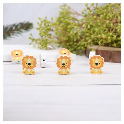 GreatRise 16mm Tierperlen Holzperlen mit Tierform Runde Leopard Holz Perlen Solide Farben Holzkugeln Tiermotiv Lose Perlen Zebraperle für Lanyard Armband Halskett Löwe 16mm*30Stück