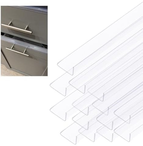 14 pcs Plastic Edge Guard 16.5” Length Clear Plastic Slip On Cabinet Door Protector for Protecting Kitchen Cabinet Stool Foot Rails Chair Rung from Chipping, Suit for Thickness Less Than 3/4”