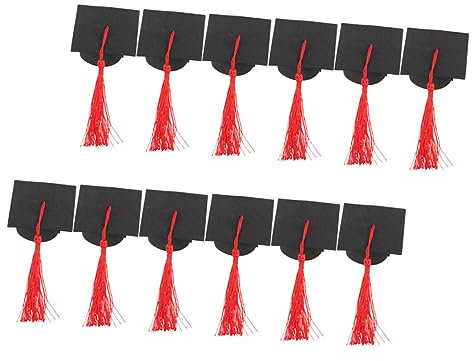 ABOOFAN 12pcs Mini Graduation Cap Decorations Tassel for Cake Graduation Hat Cake Toppers Bottles