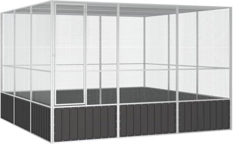 Emmtore Vogelvoliere Innen Außen Aufzuchtkäfig,All-in-One-Vogelkäfig Außenvoliere Käfig Vogelhaus Voliere,Verzinkter Stahl Vogelkäfig,Anthrazit,302.5 x 324.5 x 211.5 cm