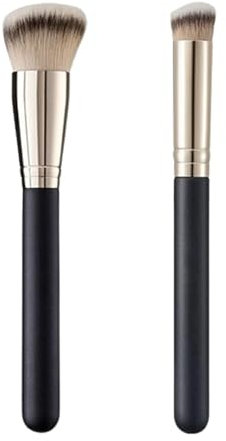 Enthält 2 Make-up-Bürsten (170 Pinsel + 270 Concealer-Bürsten) für ein perfektes Aussehen, Winkelbasis, Maske und Konturbürste mit dichter synthetischer Bürste Ergonomischer Zylindergriff (schwarz)