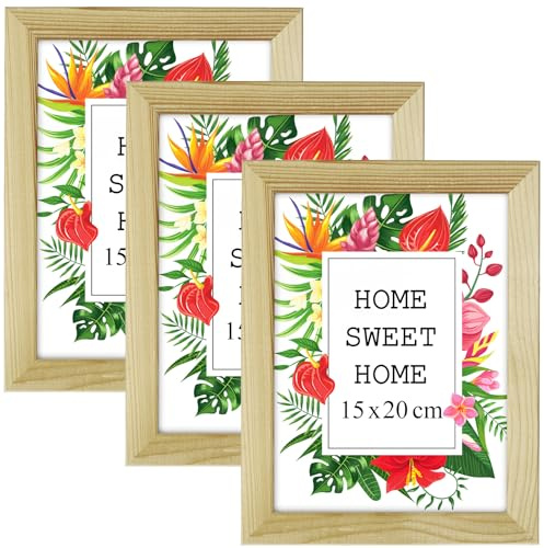 MG Design Set aus 3 Braun Bilderrahmen 9 x 13 cm – Aus echtem Holz mit Acrylglas, zum Aufhängen & Aufstellen, für Fotos, Poster & Puzzle