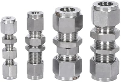 304 Stainless Steel Double Ferrule Compression Fittings 3 4 6 8 mm Bulkhead Push-on Connector adapters(12.7mm (1 2))