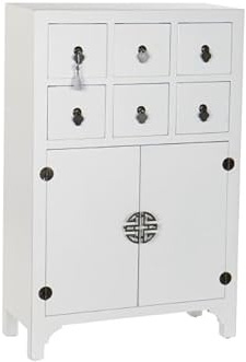 DRW Kommode, orientalischer Stil, Weiß, 63 x 27 x 101 cm