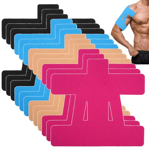 12 Stück Kinesiotapes Vorgeschnitten für Schultern Muskelunterstützung | Wasserfestes & Elastisches Physio Tape, Atmungsaktiv Hautfreundlich mit Perfektem, Trage-Komfort, für Schultern (Mehrfarbig)