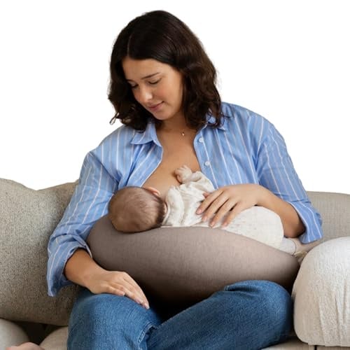bbhugme Verstellbares Stillkissen – Stillen, Flaschenfütterung, Babyunterstützung – Einstellbare Festigkeit und Passform – waschbarer Kissenbezug – Hazel Brown