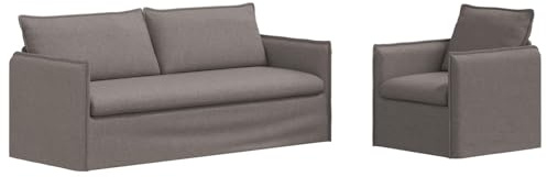 vidaXL Sofa Set 2 pcs Taupe 196 x 82 x 85 cm Stoff, Moderner Wohnzimmer-Sofa, ergonomisch, rechteckige Eckcouch, stylische Lounge-Sitzlösung, modulares Comfort