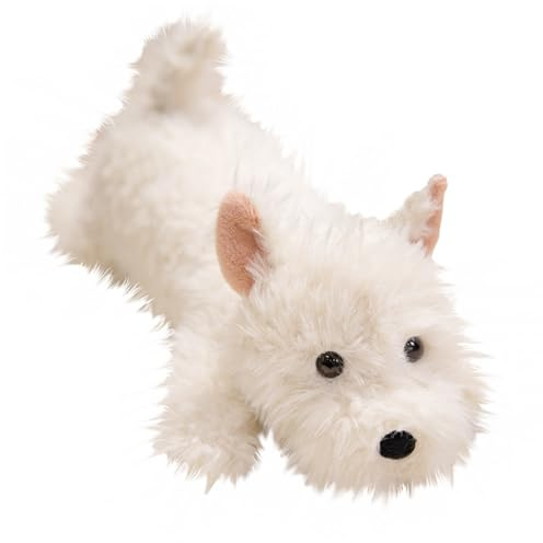 JORCEDI West Highland Terrier Hund Plüschtier, Welpen Kuscheltier, Plüschtier Hund, Flauschige Weiche Niedliche Kuscheltier Weißer Hunds als Begleitpuppe Sofa Bett Auto Schreibtisch (43cm)
