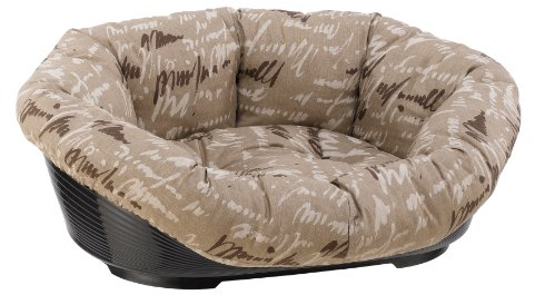 Ferplast Panier Chien avec Coussin en Coton Lavable, Lit pour Chien Rembourré, Corbeille en Plastique, Fond Perforé, Antidérapant, 114 x 83 x h 37 cm, Marron