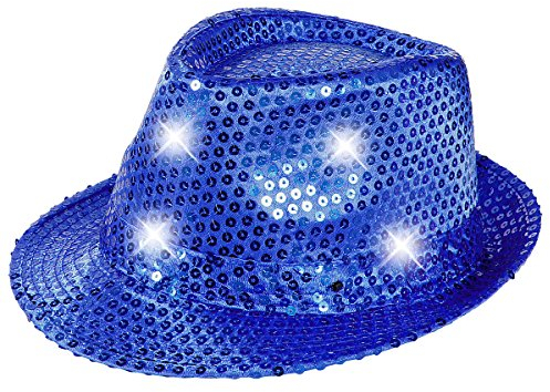 Alsino Party Hut Led Glitzerhut Fasching (Th-43) Farbe: blau, Kopfumfang: 58 cm Erwachsene Bogart Trilbyhut