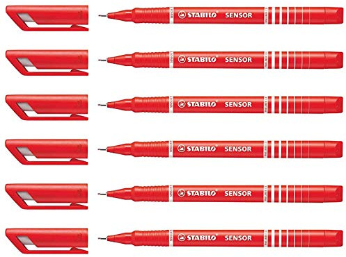 Stabilo Sensor Fineliner Pens – Pack of 6 PTE Route 0.3 mm Red