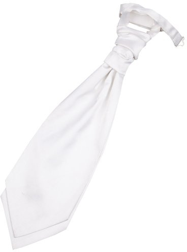 DQT Boys Plain Satin Pre-Tied Scrunchie Cravat - Wedding Pageboy Formal - White