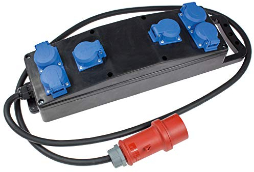 as - Schwabe Vollgummi Steckdosenleiste CEE 2 m H07RN-F 5G2,5-6 x Schutzkontaktsteckdosen 230 V 16 A - Baustromverteiler - Stromstation für Baustelleneinsatz - Außenbereich - Made in Germany, 60854