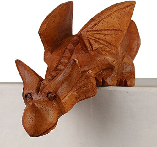 ART-CRAFT Holz-Drachen Schnitzerei aus Suar Holz 14cm