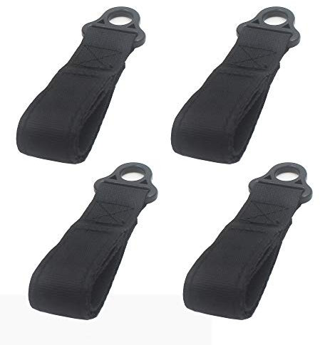 YYST Black Suspender Loops - 4 Pack, 2.5 Inch, Nylon Webbing, D Ring Loops - Unisex-Adults, Tradespeople & DIY Enthusiasts
