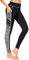 Flatik Damen Netzoberfläche Sport Gym Yoga Laufen Fitness Leggings Hose, Schwarz Grau(long Hosen), S