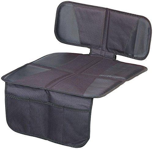 Lescars Kindersitzunterlage: Kindersitz-Unterlage Basic fürs Auto, 3 Netztaschen, Isofix-geeignet (Auto Kindersitzauflage, Sitzunterlage Kindersitz, Organizer)