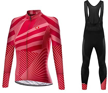 UGLY FROG Damen Fahrradbekleidung Langarm Radtrikot Set Outdoor Radsport Gemütlich Radkleidung Trikot Jersey + Lange Radlerhose im Winter
