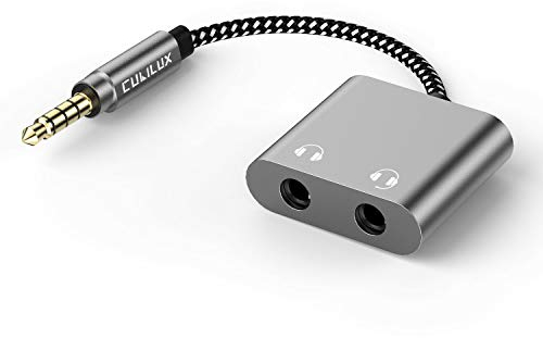 Cubilux 3.5mm to Dual Headphone Splitter Compatible with iPad MacBook Pro/Air Samsung S10/S9 Note 9 Laptop Fire HD Tablet Phone Computer, 1/8” Male to 2X Female Audio Jacks Earphone Sharing Adapter