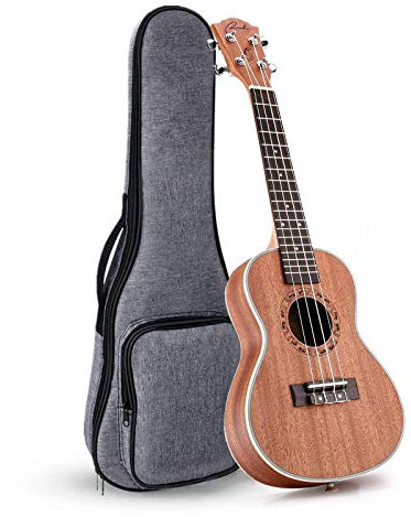Ranch Konzert-Ukulele für Linkshänder, 58 cm, Holz, mit gepolsterter Gigbag