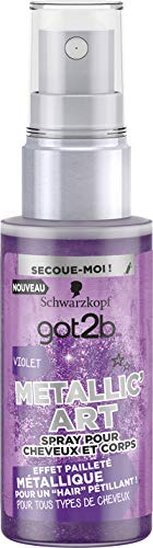 Got2B Metallic'Art Temporäres Haarfärbespray für Haar & Körper, Glitzereffekt, metallisch, Violett, 50 ml