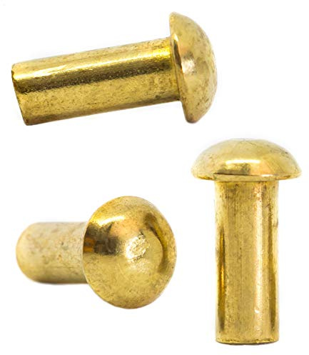 M6 (6mm x 20mm) Solid Brass Round Head Rivets DIN 660 (Pack of 20) - D01B 6x20_20