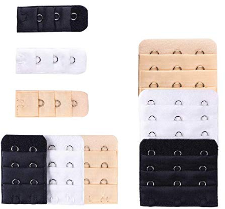 LEBQ Bra Extender Elastisch Büstenhalter Haken Erweiterung Bra Gurt Erweiterung, 3 Farben, 3 Größe, 9 Stück