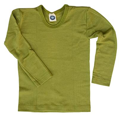 Cosilana, Kinder Unterhemd Langarm, 70% Wolle (kbT), 30% Seide (Uni Grün, 140)