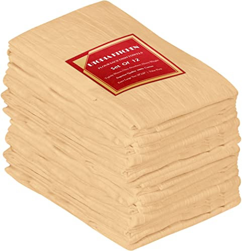 Utopia Kitchen Mehlsack-Geschirrtücher, 12 Stück, 71,1 x 71,1 cm, ringgesponnen, 100% Baumwolle, maschinenwaschbar – zum Reinigen und Trocknen – Beige