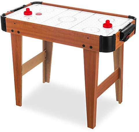 WICKED GIZMOS Air Hockey Game - Large Wooden Sport Board Game with High Powered Fan, 2 Pucks and 2 Paddles (Freestanding)